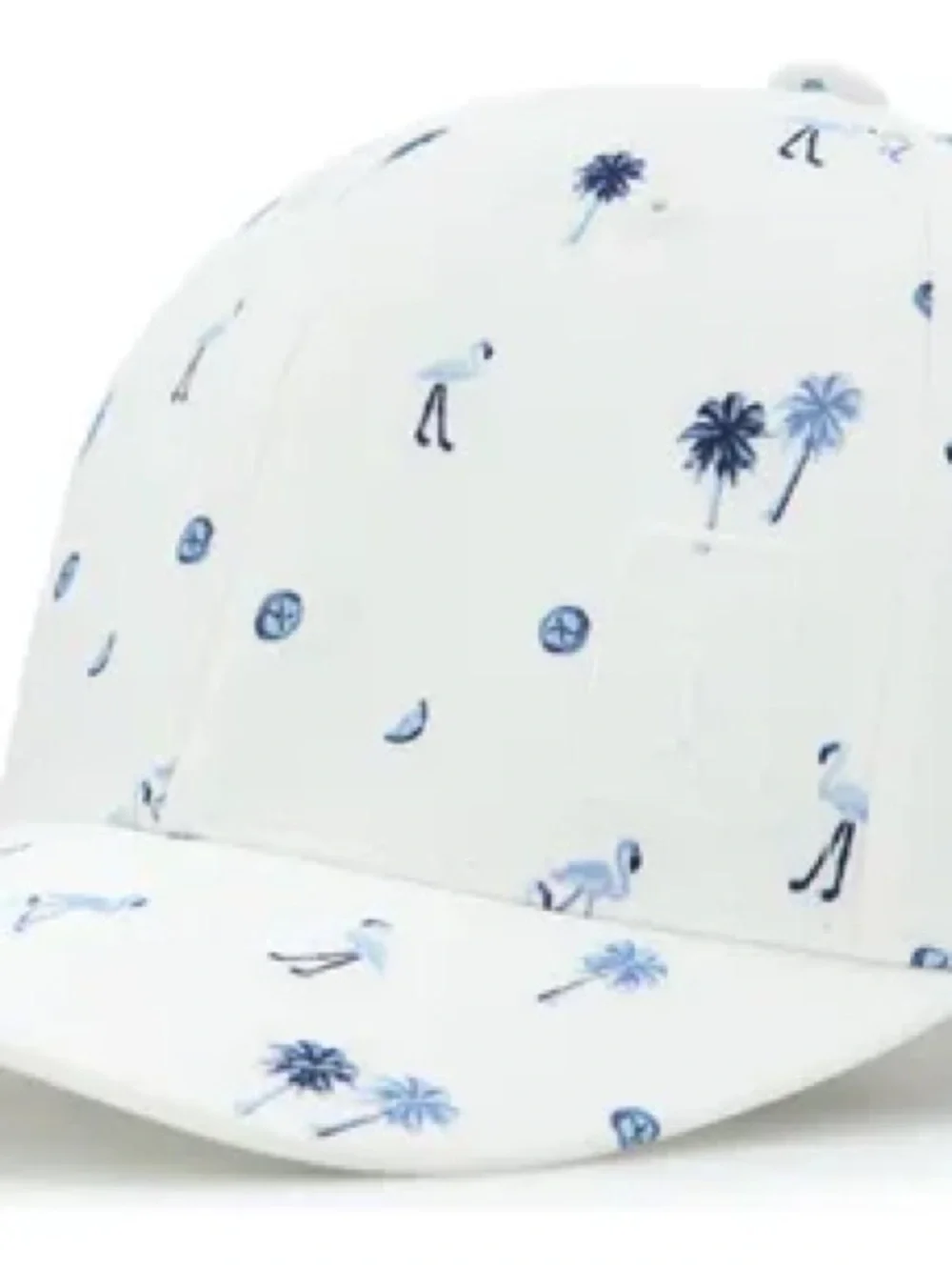 PGA Tour White Blue Flamingo Palm Tree Flex Cap